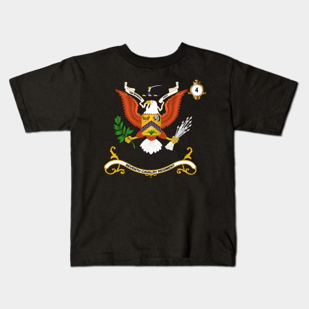 Regimental Colors - 4th Squadron,  7th Cavalry Regiment  - SEVENTH FIRST X 300 Kids T-Shirt by twix123844